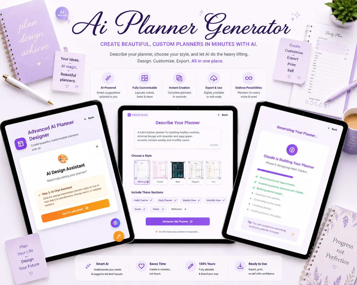 AI Planner Generator — create beautiful, custom planners in minutes with AI
