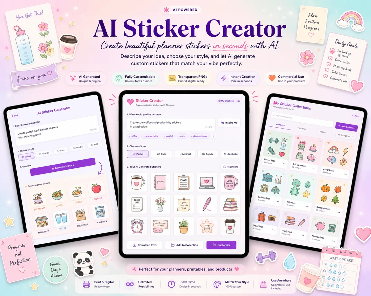 AI Sticker Creator — create beautiful planner stickers in seconds with AI