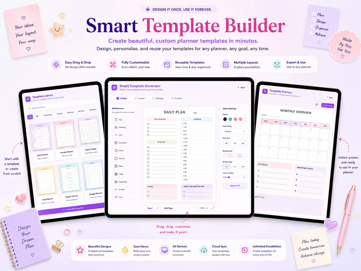 Smart Template Builder — design, personalise and reuse custom planner templates in minutes