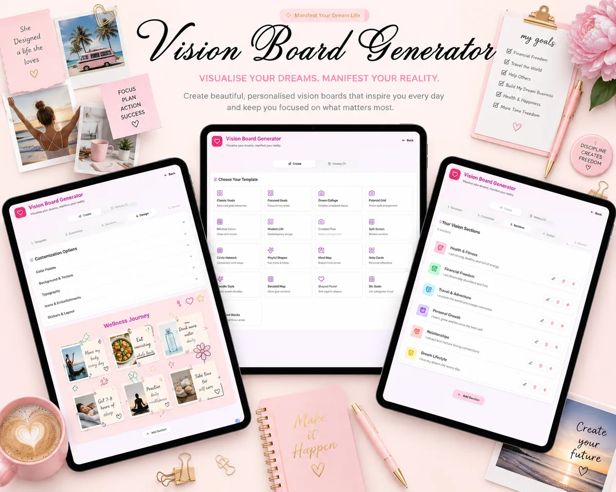 Vision Board Generator — visualise your dreams and manifest your reality